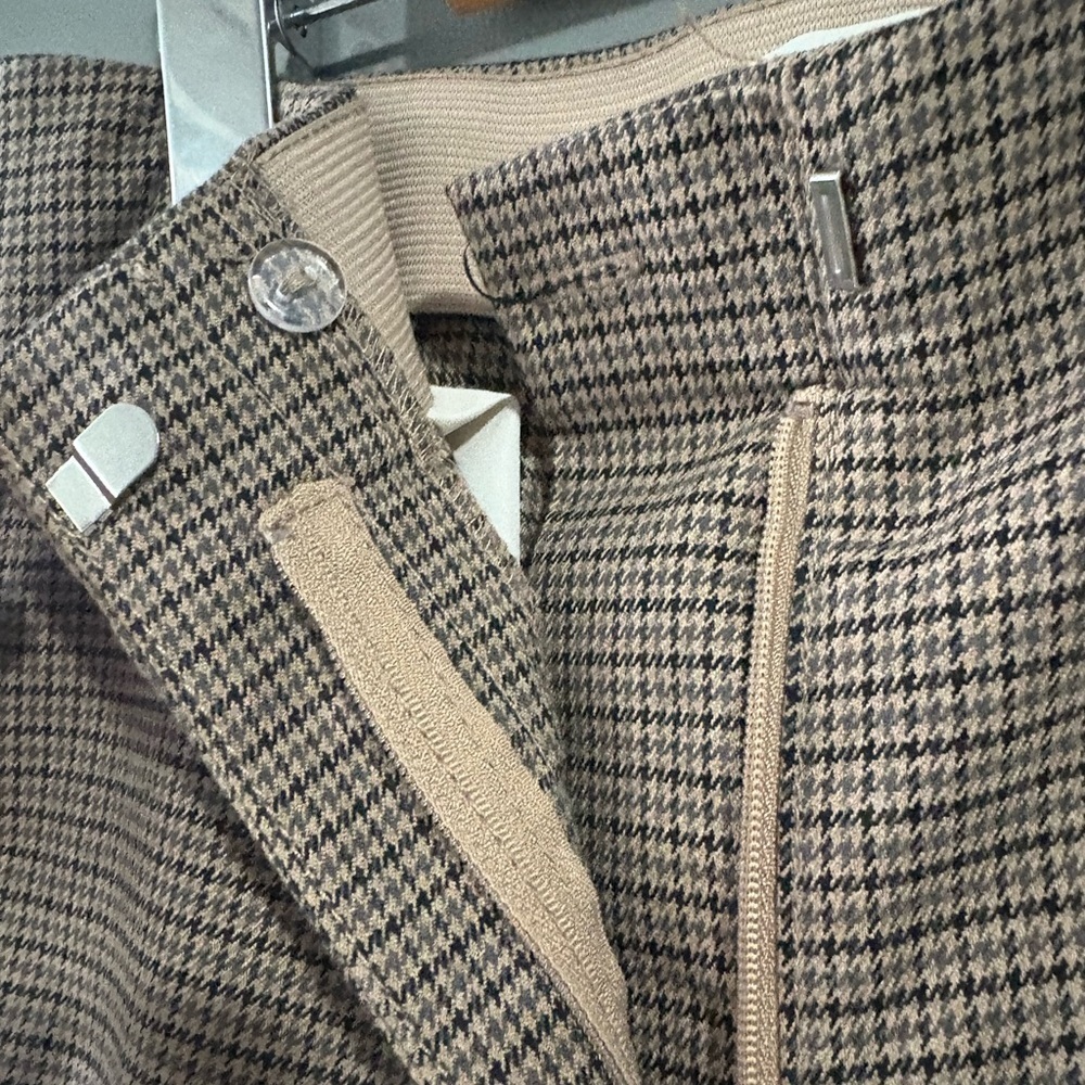 H&M size 2 Tan Wide Leg Plaid Effortless Coffee Business Women's Pants - Picture 6 of 8